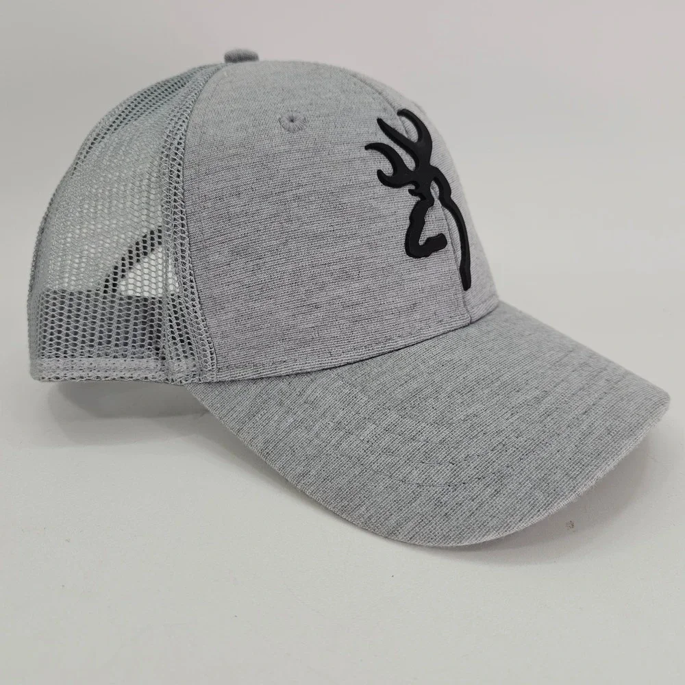 Browning Trucker Hat Mens OSFM Gray Y2K Buckmark Logo Snapback Mesh Cap Skate